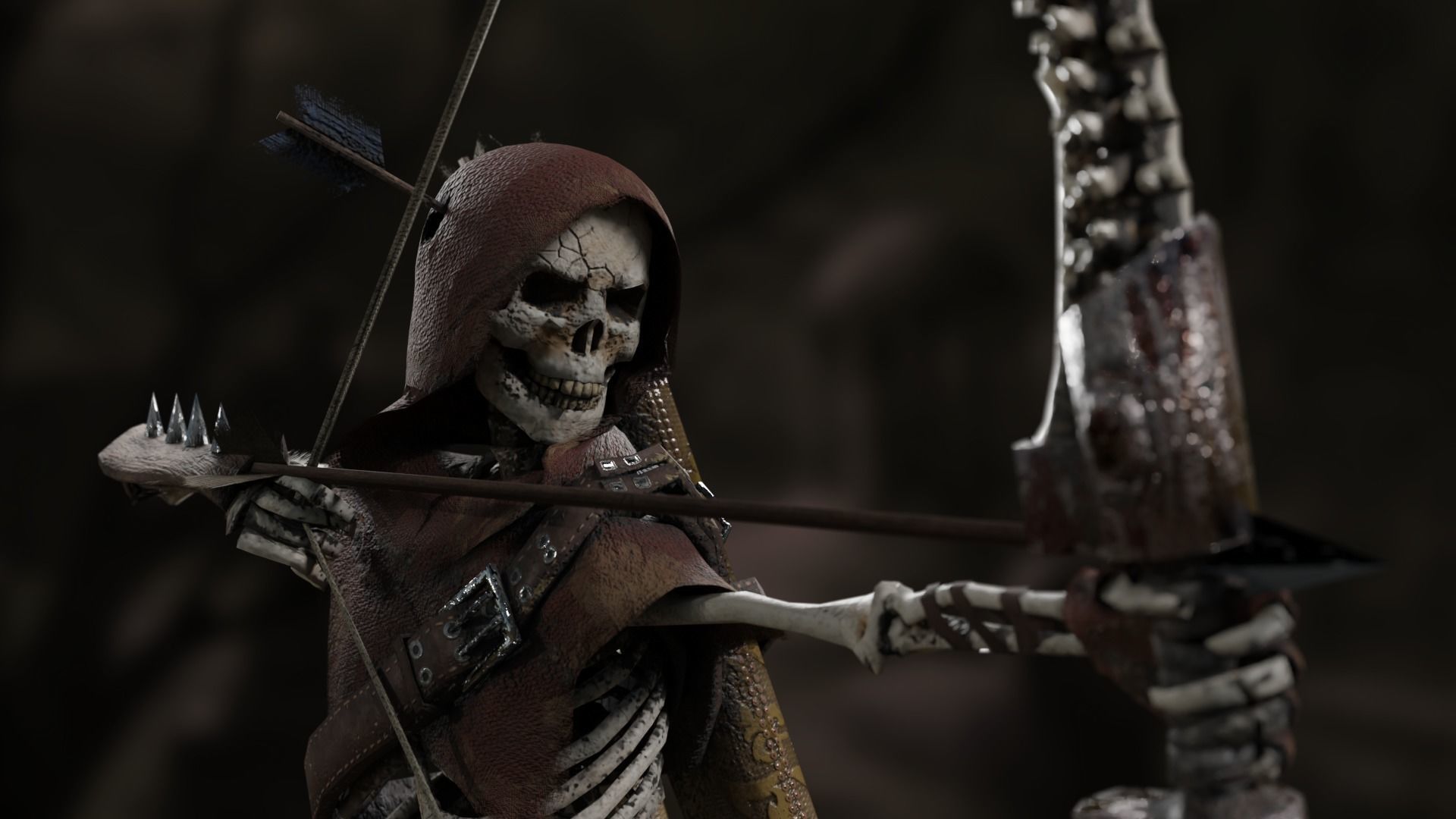 Skeleton Archer Low-poly 3D model_5