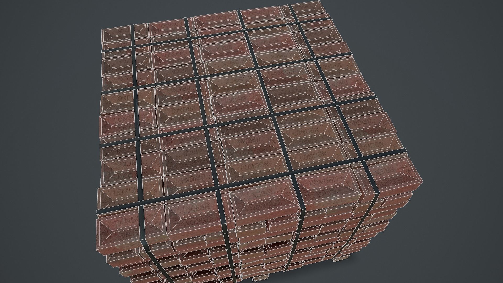 Pallet of Bricks Low-poly 3D model_12