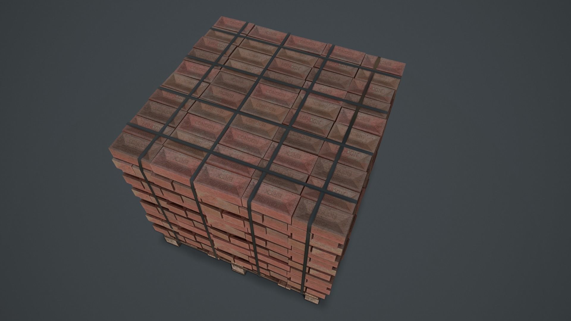 Pallet of Bricks Low-poly 3D model_5
