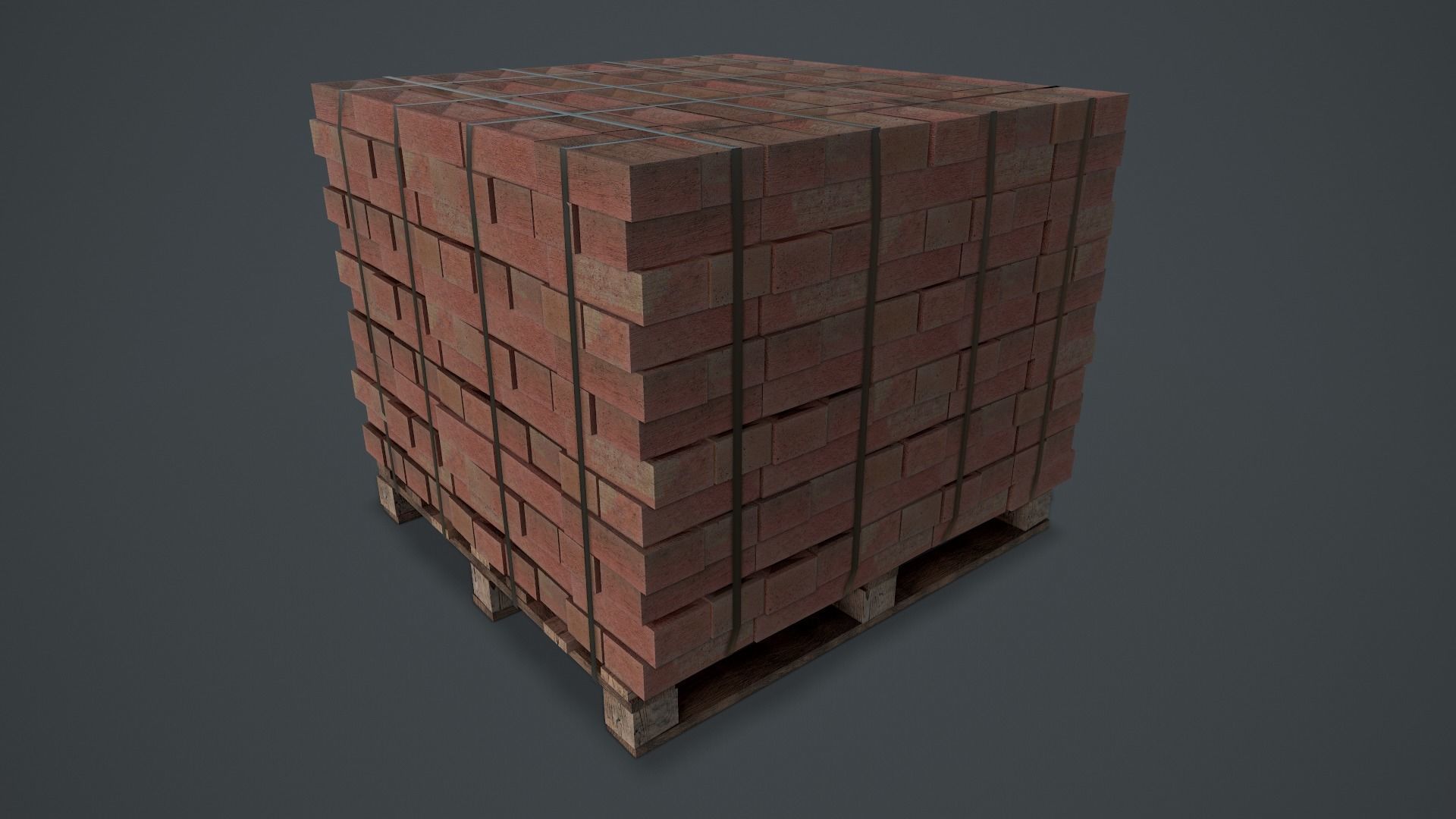 Pallet of Bricks Low-poly 3D model_2
