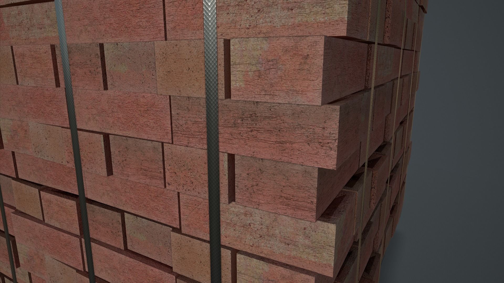 Pallet of Bricks Low-poly 3D model_6