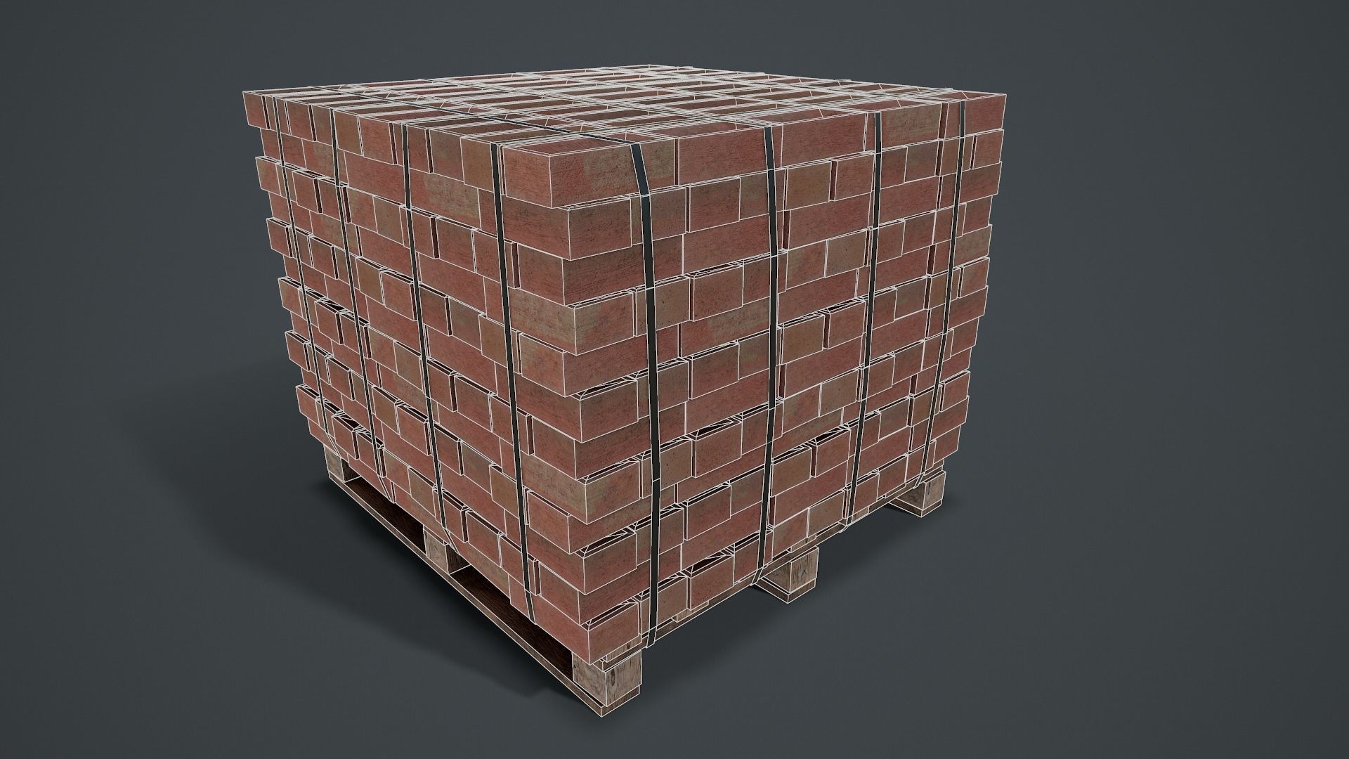 Pallet of Bricks Low-poly 3D model_11