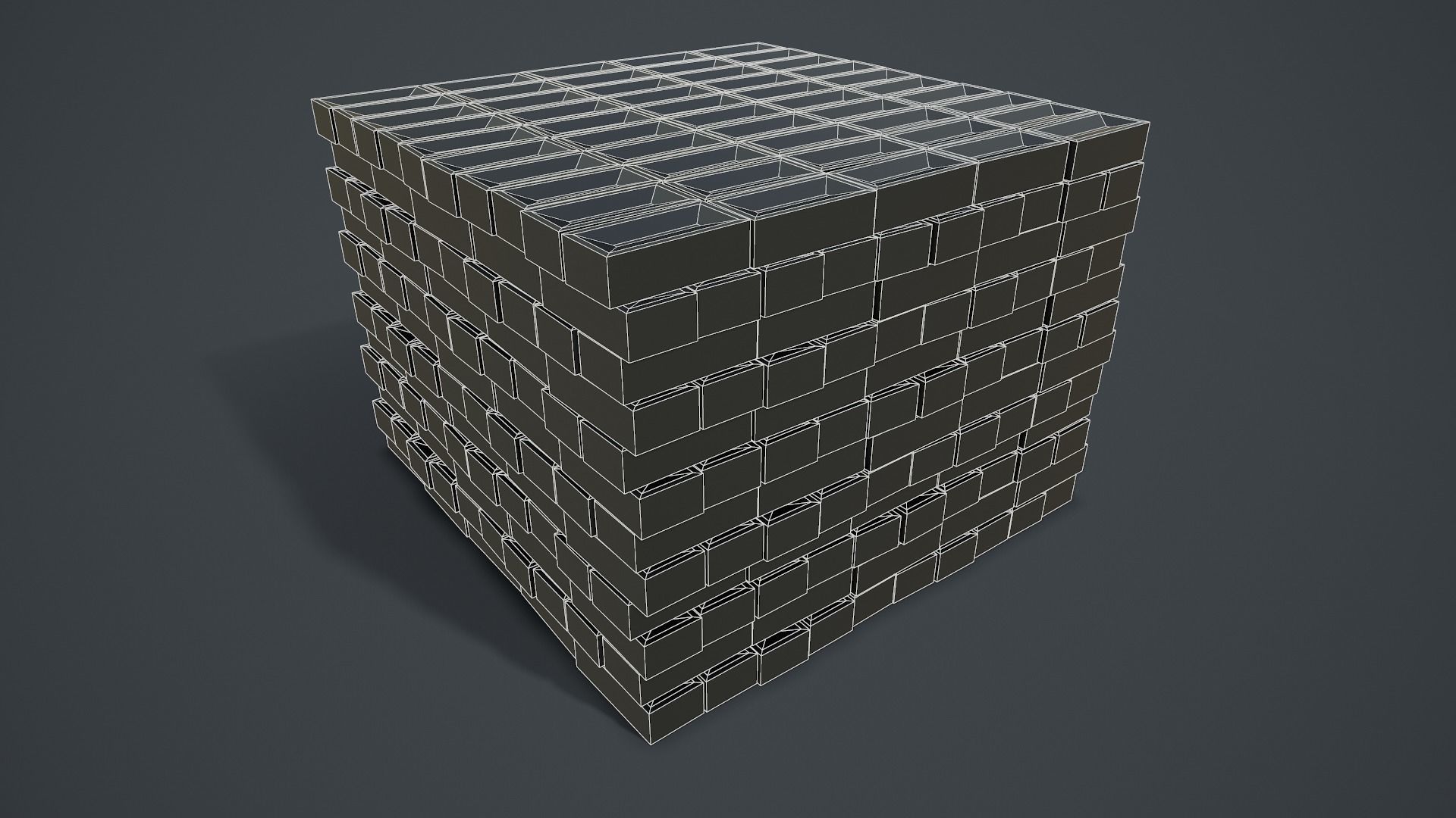 Pallet of Bricks Low-poly 3D model_16