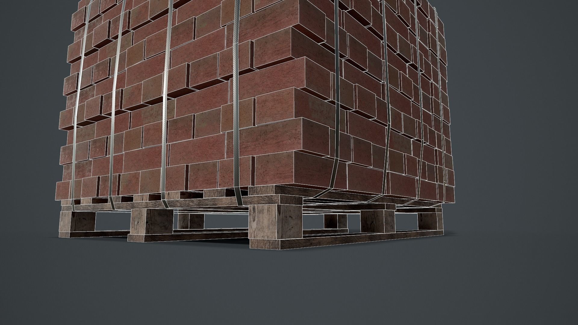 Pallet of Bricks Low-poly 3D model_13