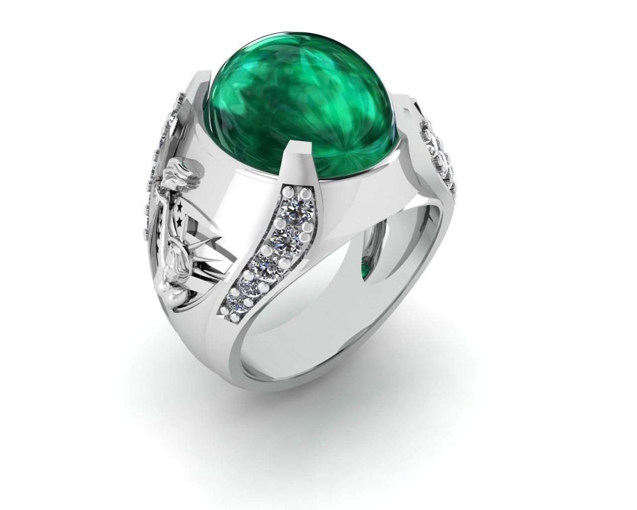 rings gold ring with sapphire stone 3D print model_5