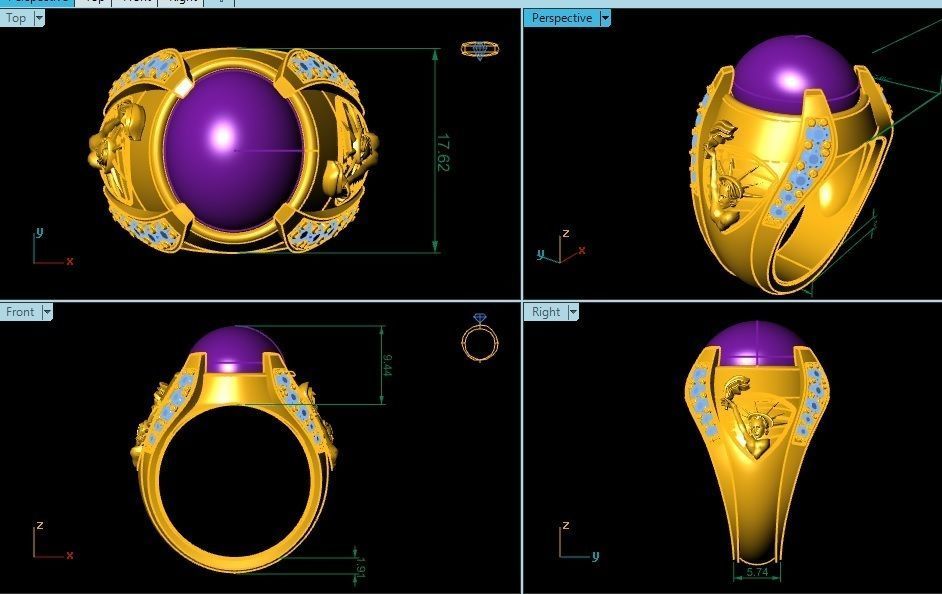 rings gold ring with sapphire stone 3D print model_2