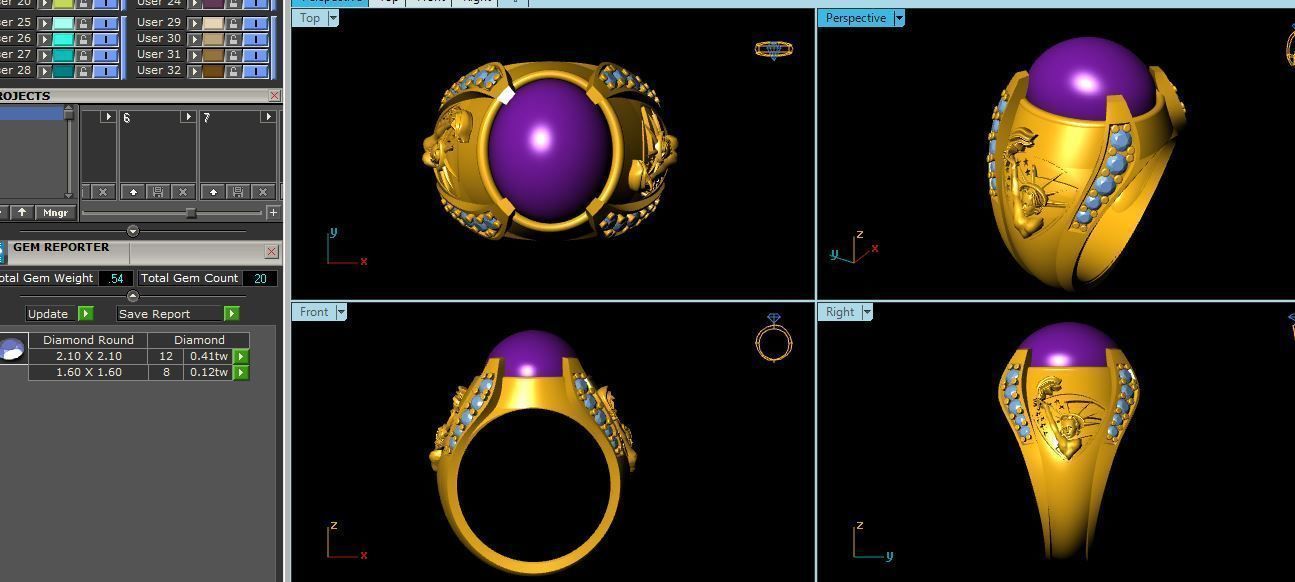 rings gold ring with sapphire stone 3D print model_1