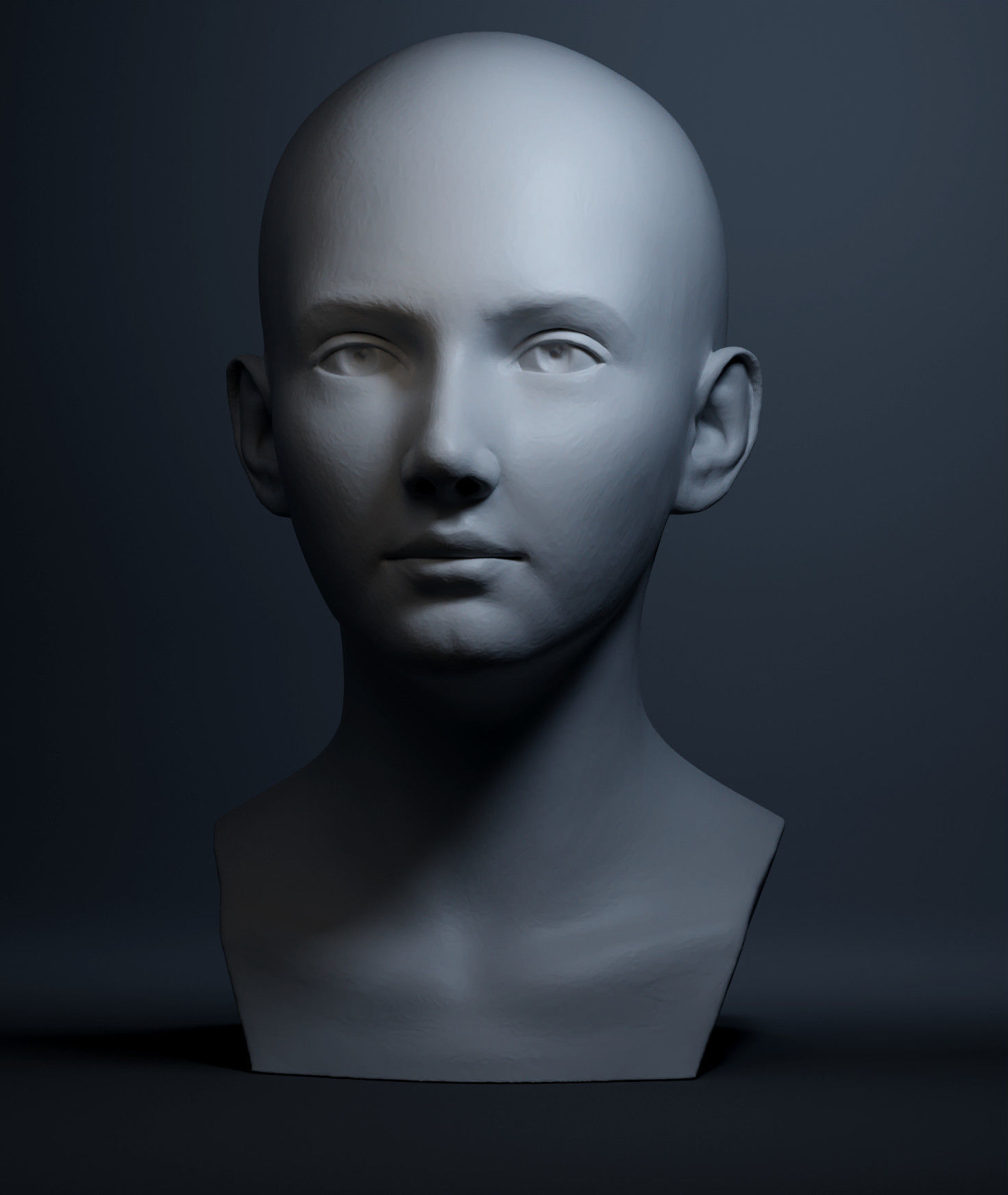 Female Head High Poly 3D print model_1