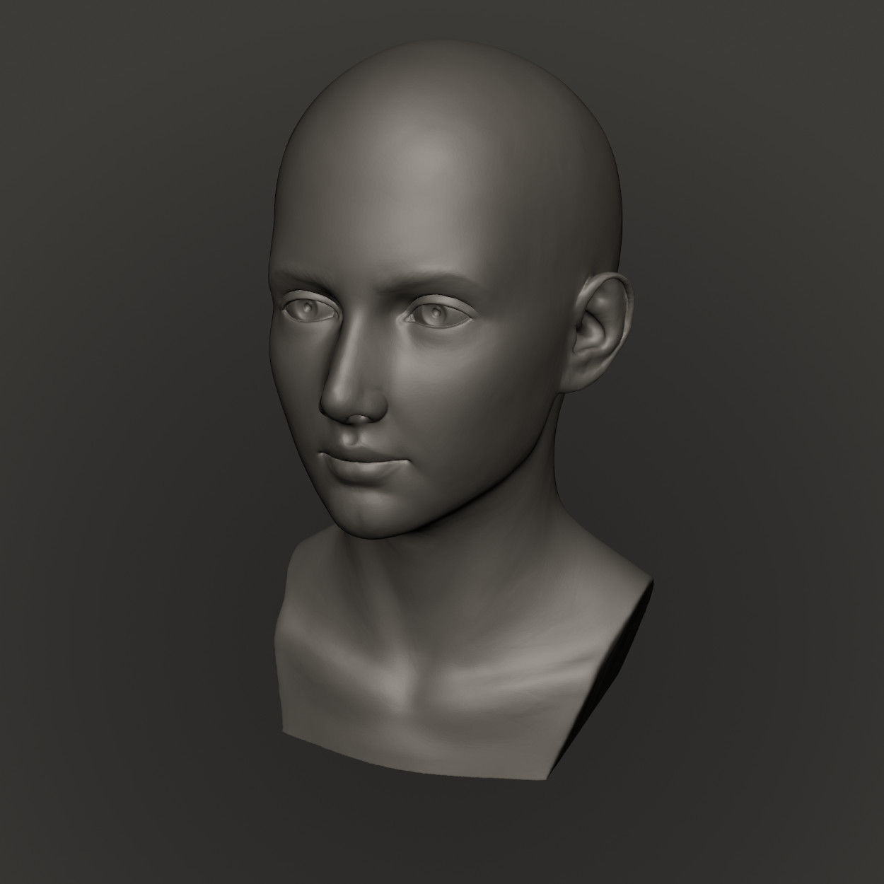 Female Head High Poly 3D print model_8