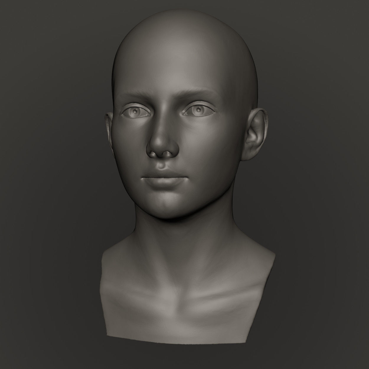 Female Head High Poly 3D print model_14