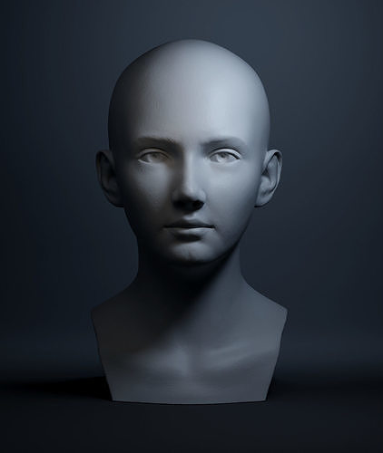 Female Head High Poly 3D print model