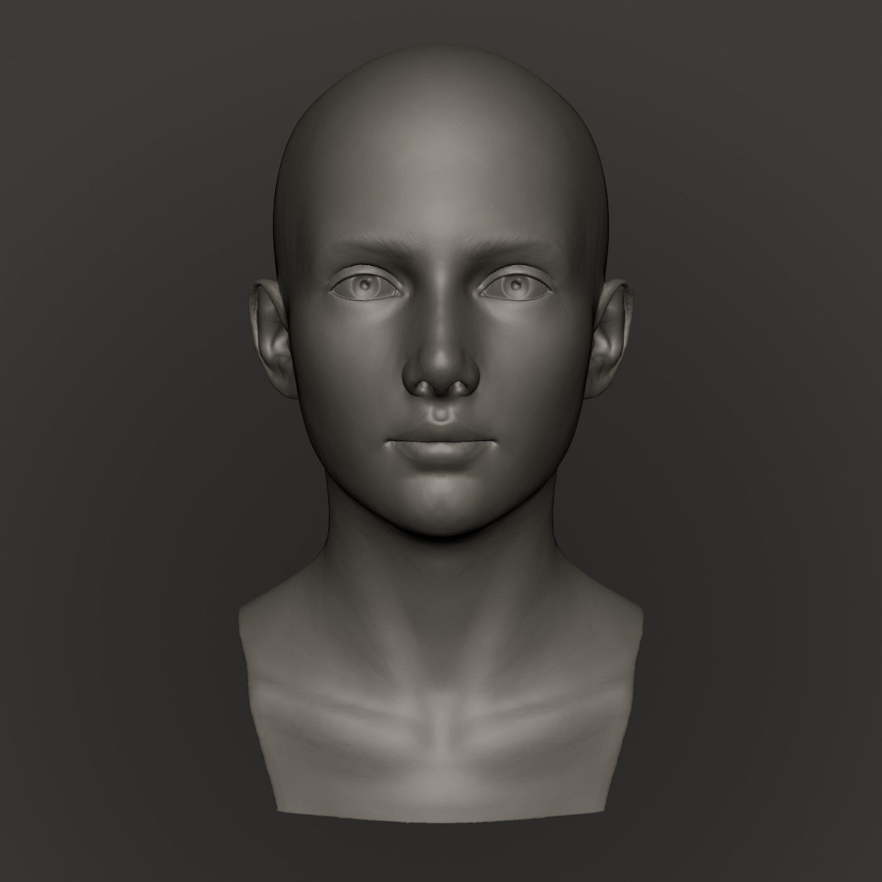 Female Head High Poly 3D print model_3