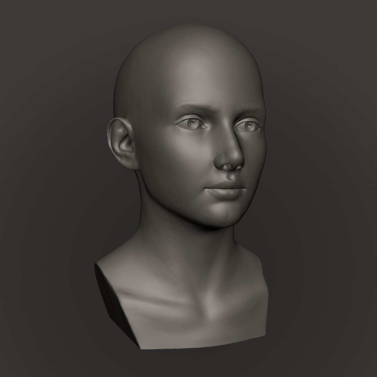 Female Head High Poly 3D print model_11