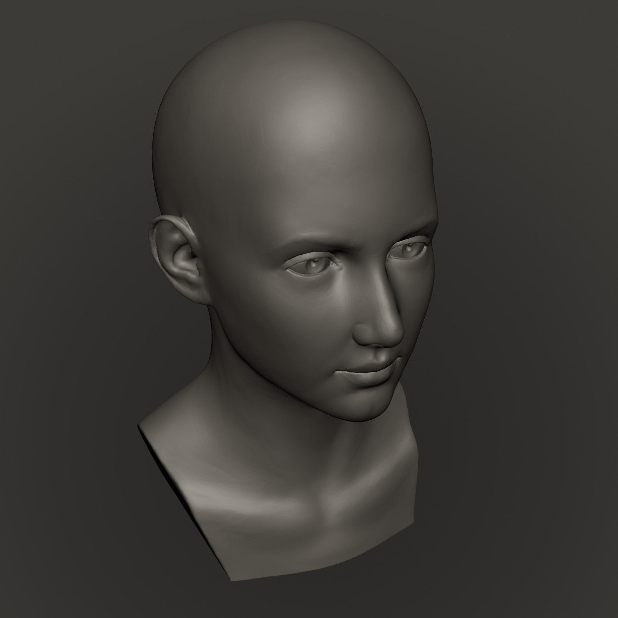 Female Head High Poly 3D print model_10