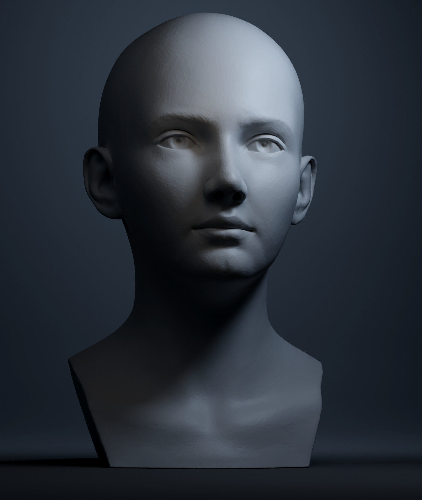 Female Head High Poly 3D print model_2