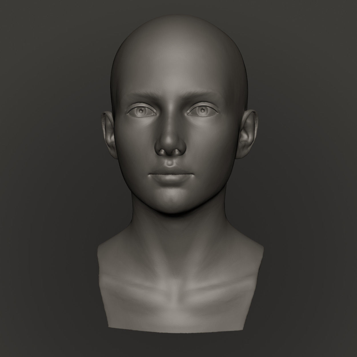 Female Head High Poly 3D print model_4