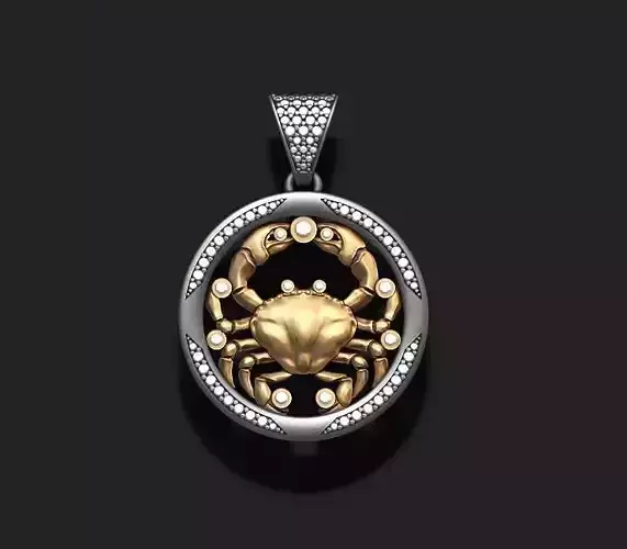 Horoscope Cancer pendant with gems