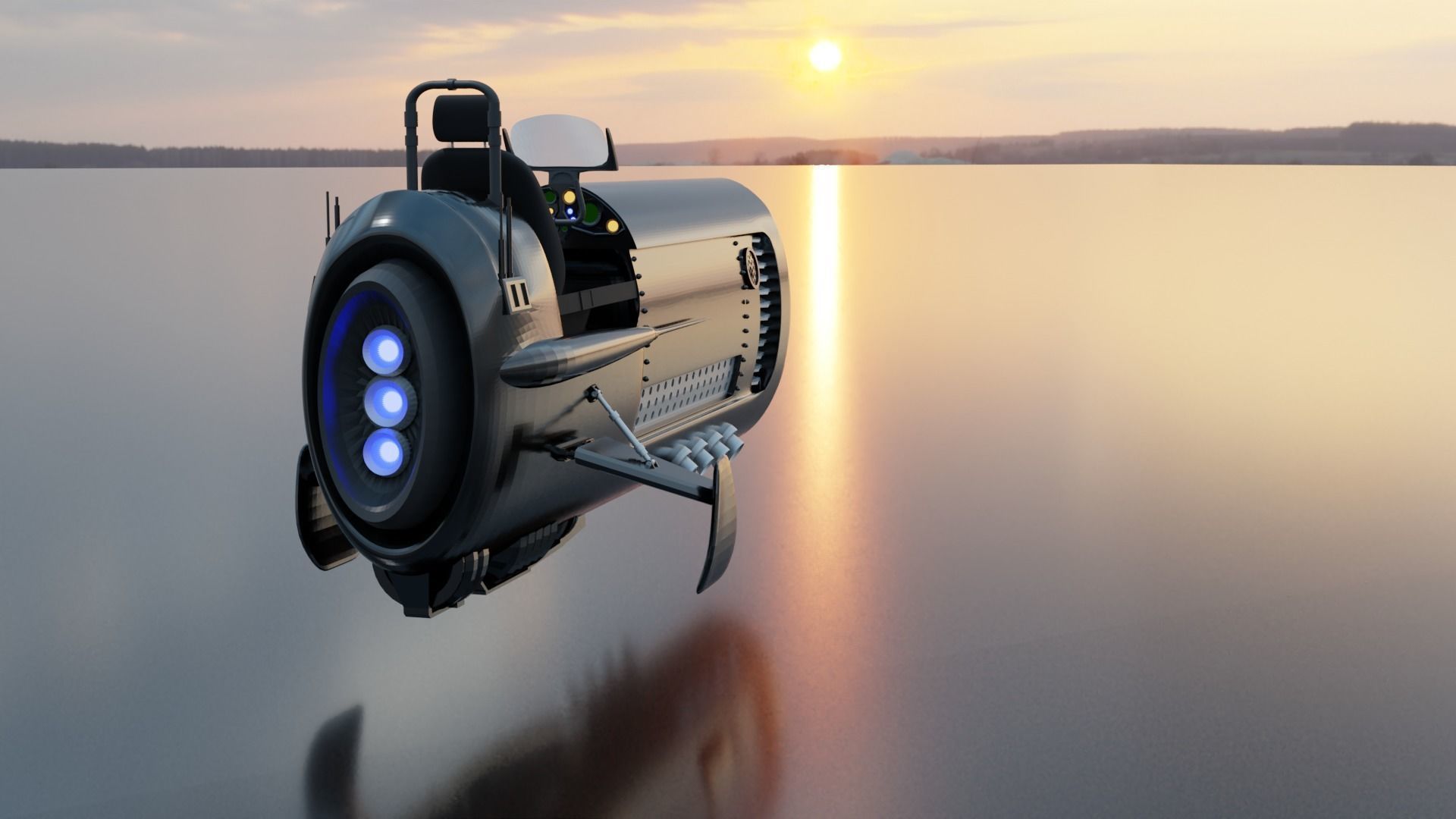 Sci fi vehicle 3D model_2