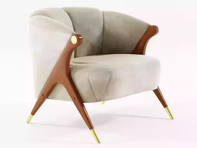 Modernist Karpen Lounge Chair in Cream Velvet