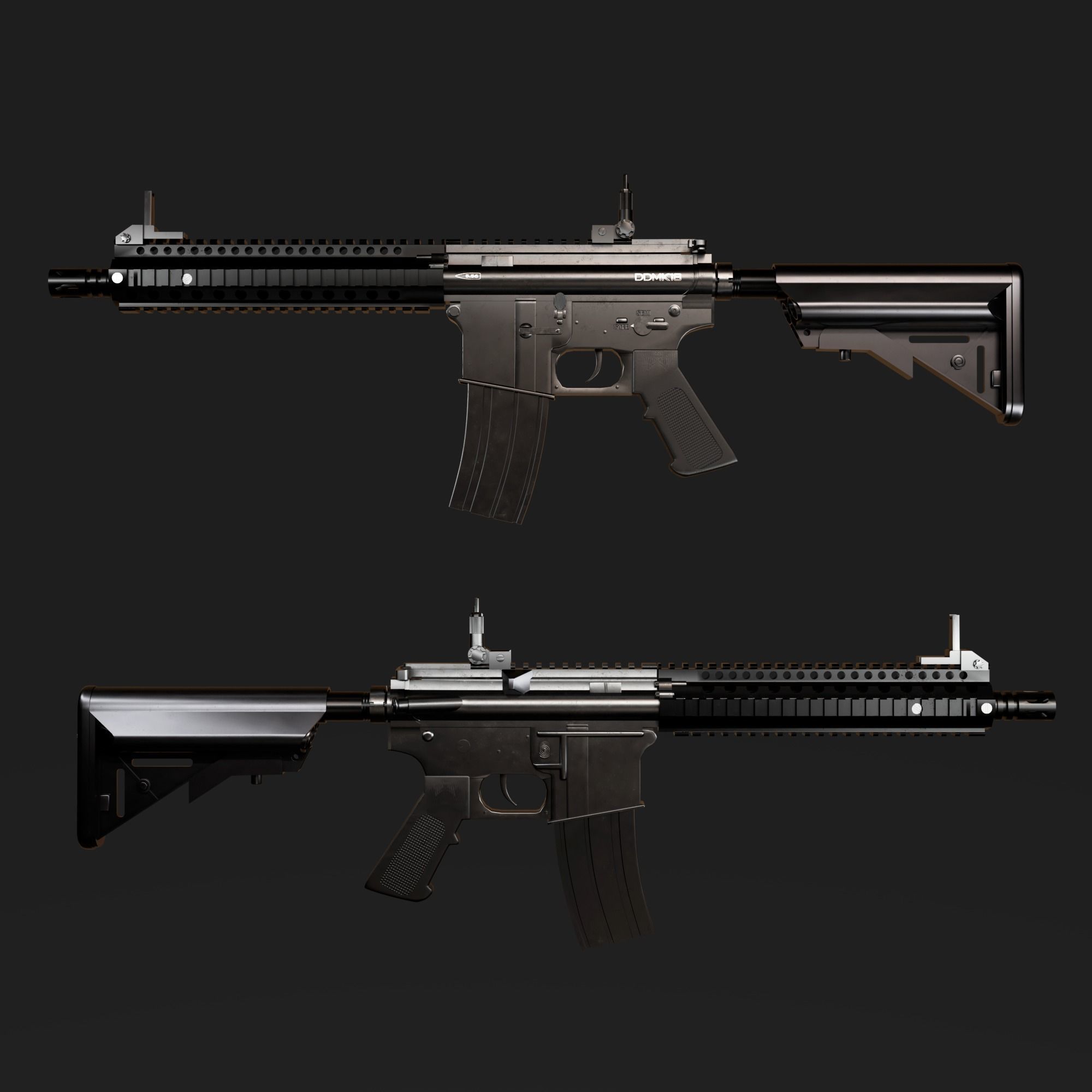 DDMK-18 realistic model rifle Low-poly 3D model_1