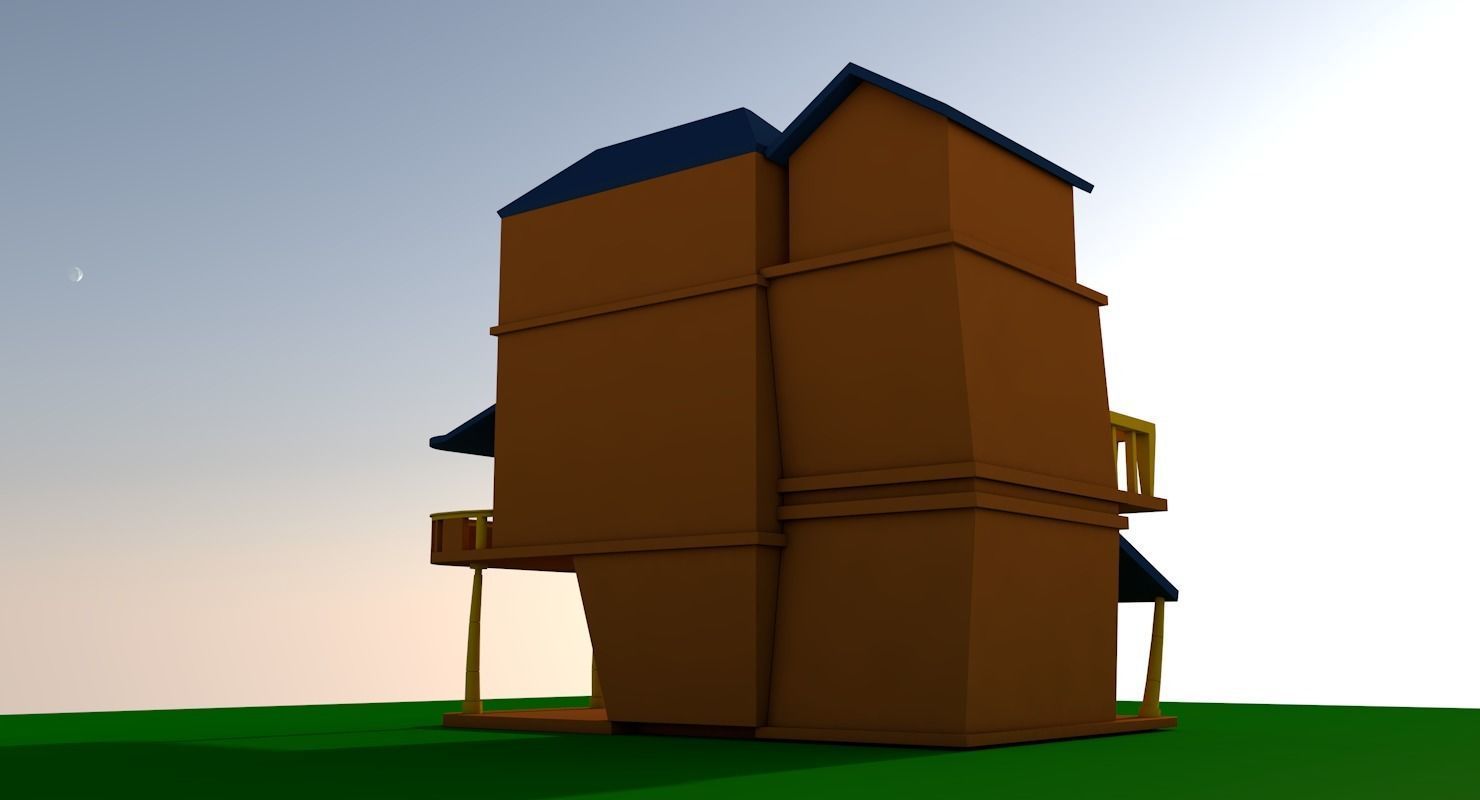 Cartoon house  Low-poly 3D model_5