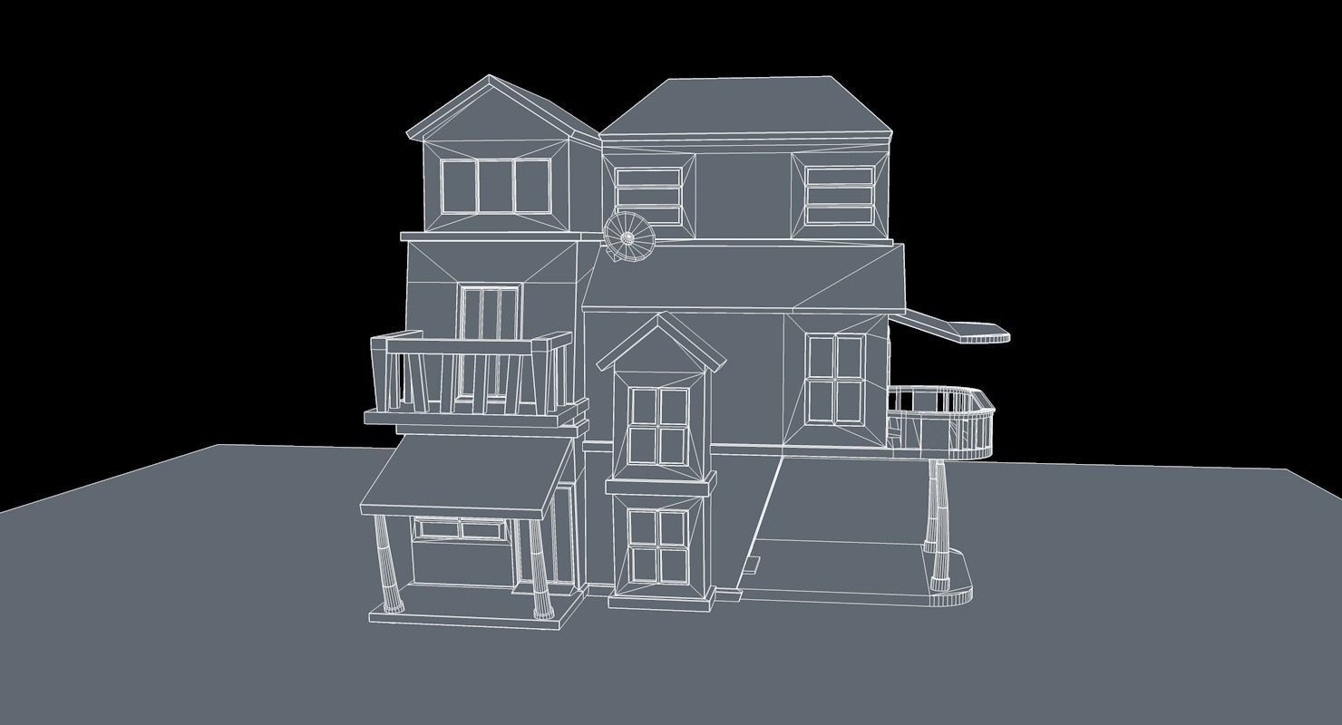 Cartoon house  Low-poly 3D model_6