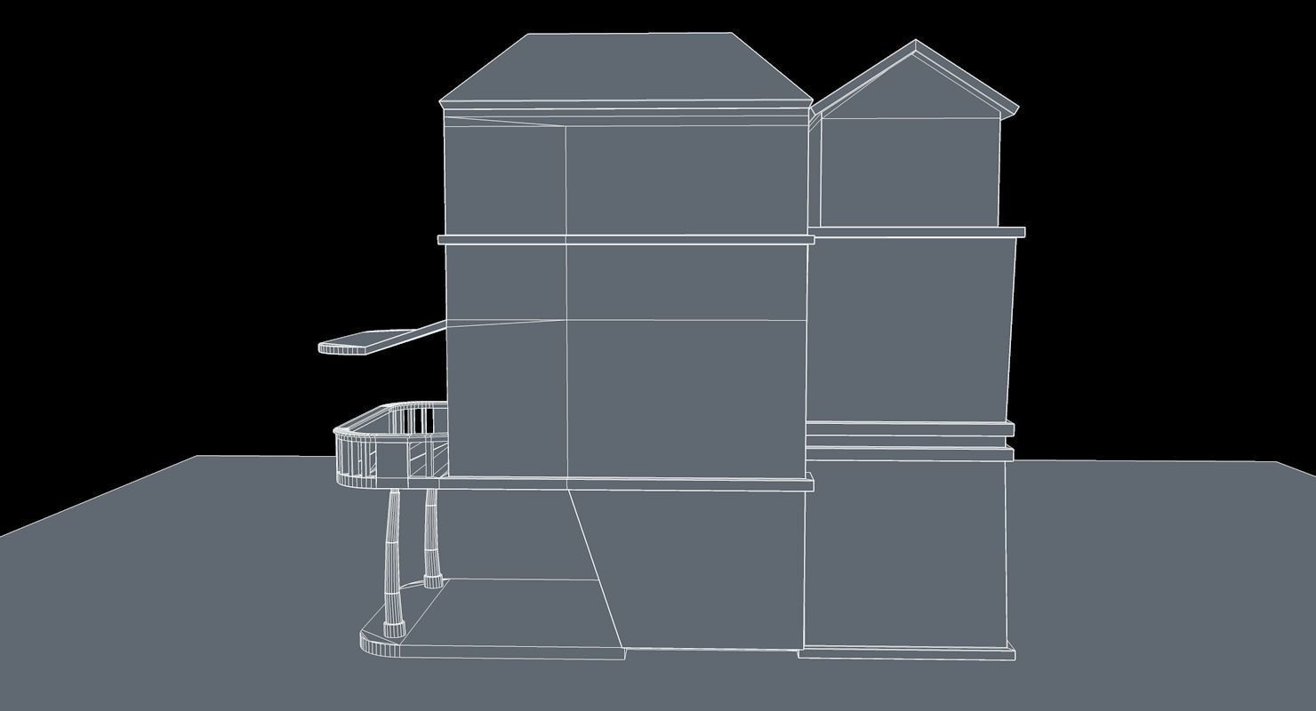 Cartoon house  Low-poly 3D model_9