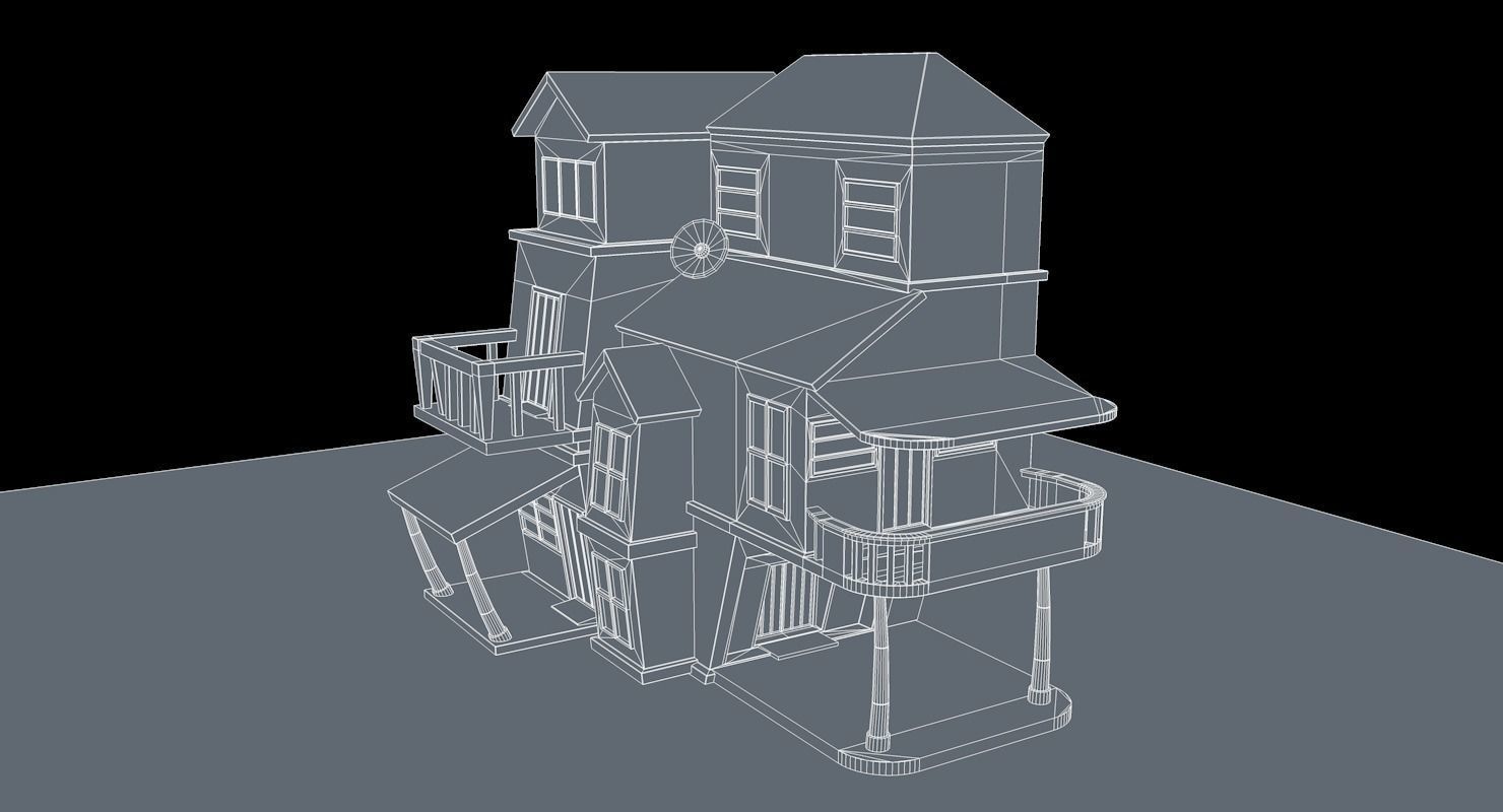 Cartoon house  Low-poly 3D model_7