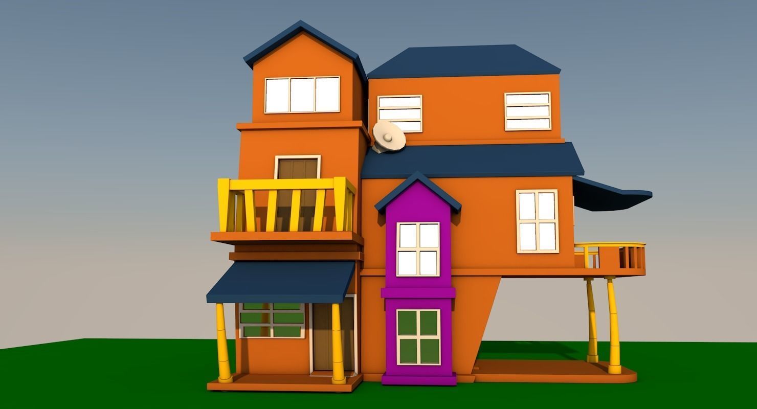 Cartoon house  Low-poly 3D model_2