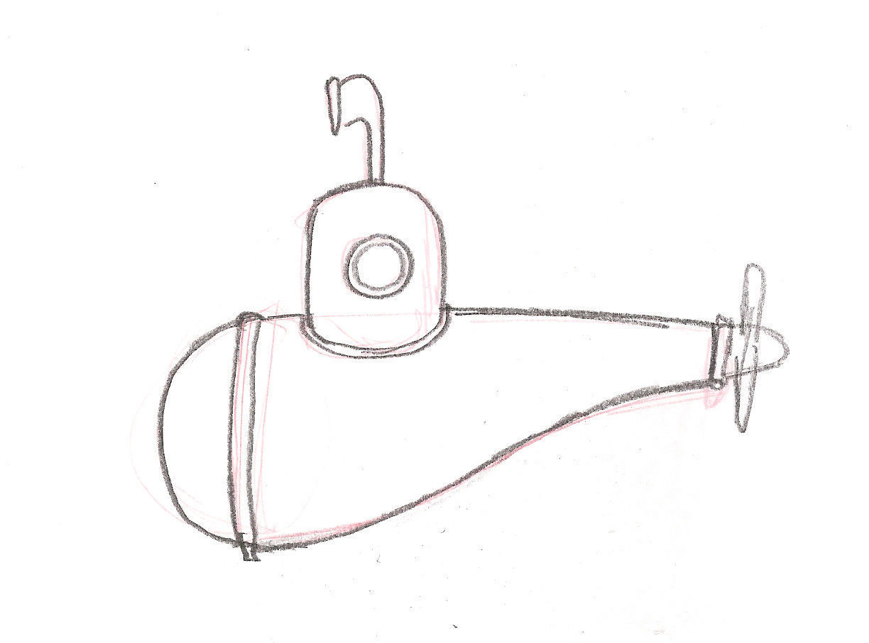 Submarine in ocean 3D model_1