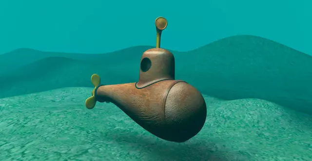 Submarine in ocean 3D model_0