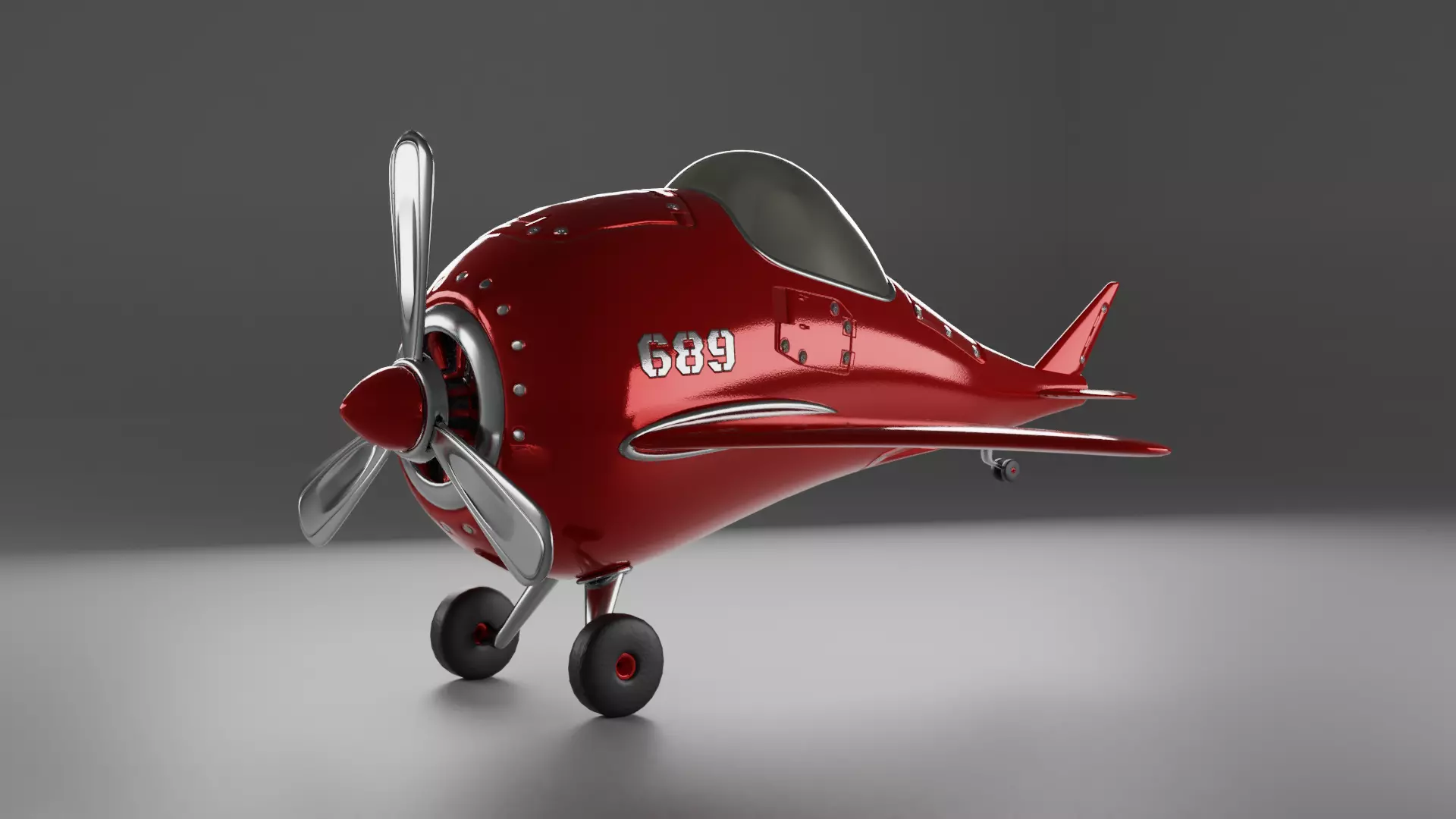 Code 689 Dolphin Cartoon Plane Low-poly 3D model_0