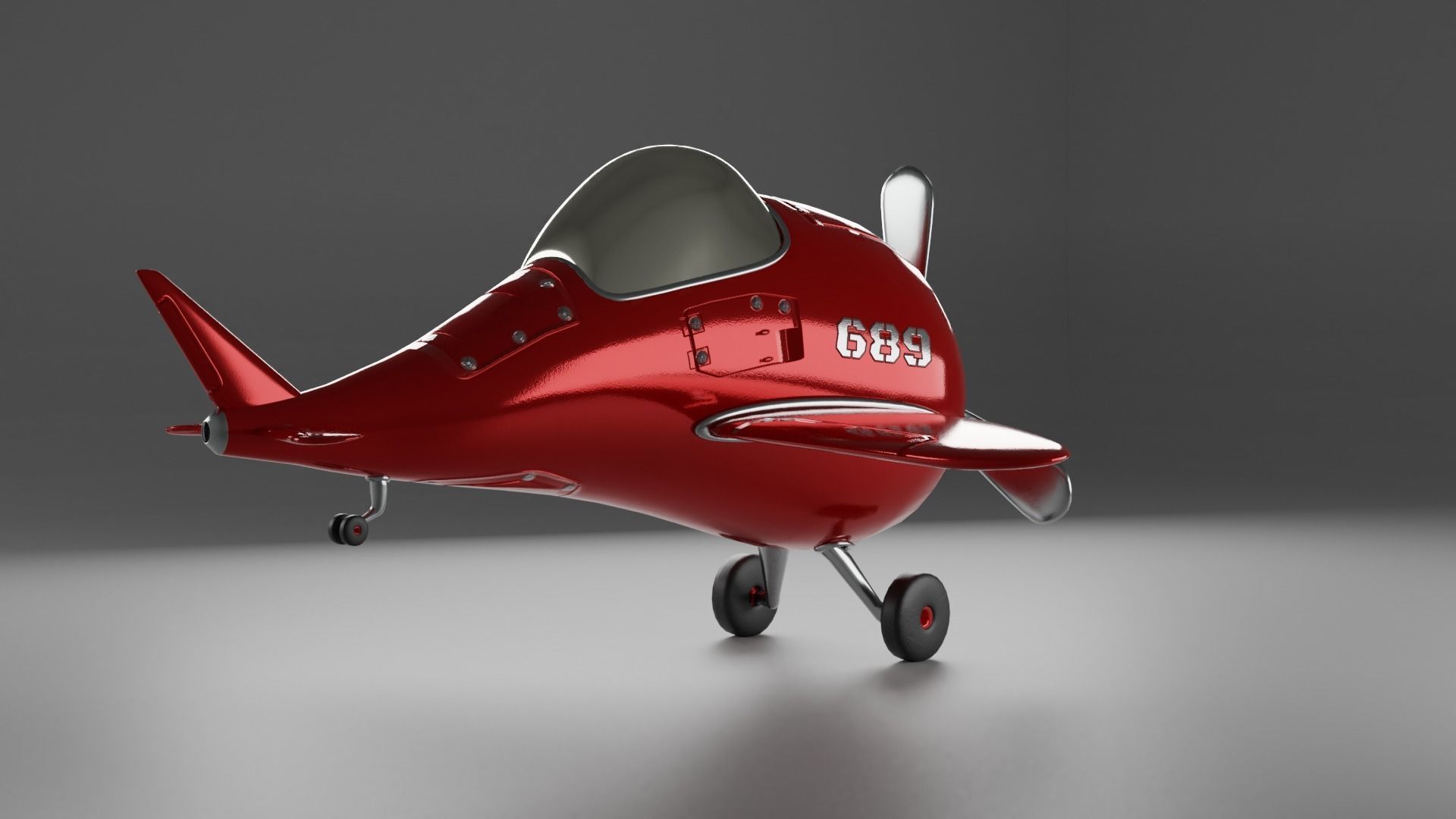 Code 689 Dolphin Cartoon Plane Low-poly 3D model_2