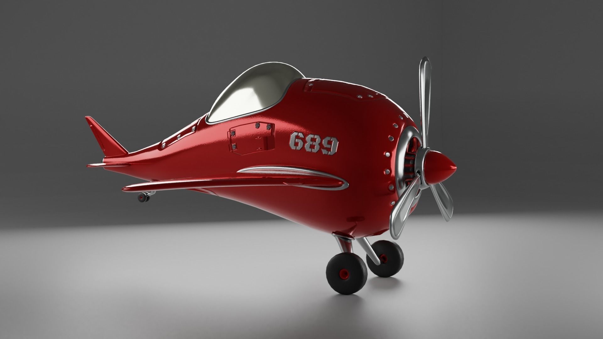 Code 689 Dolphin Cartoon Plane Low-poly 3D model_1