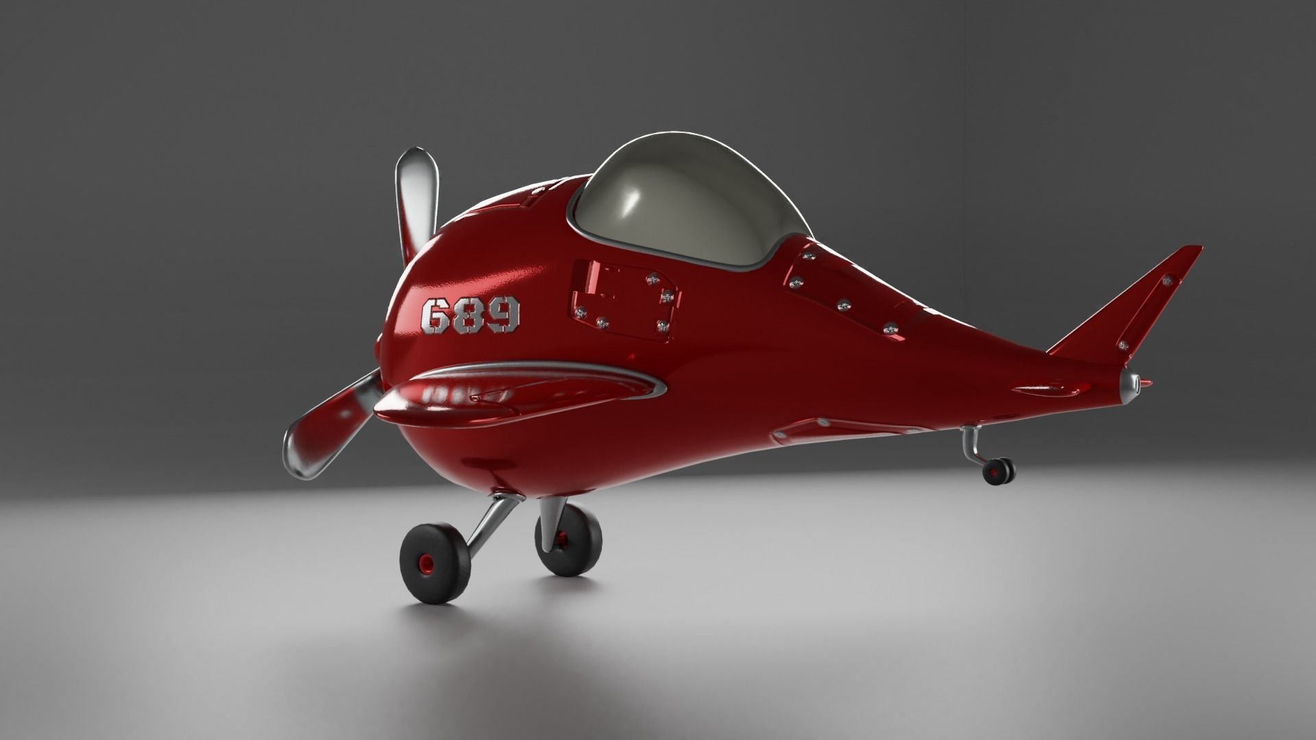 Code 689 Dolphin Cartoon Plane Low-poly 3D model_3