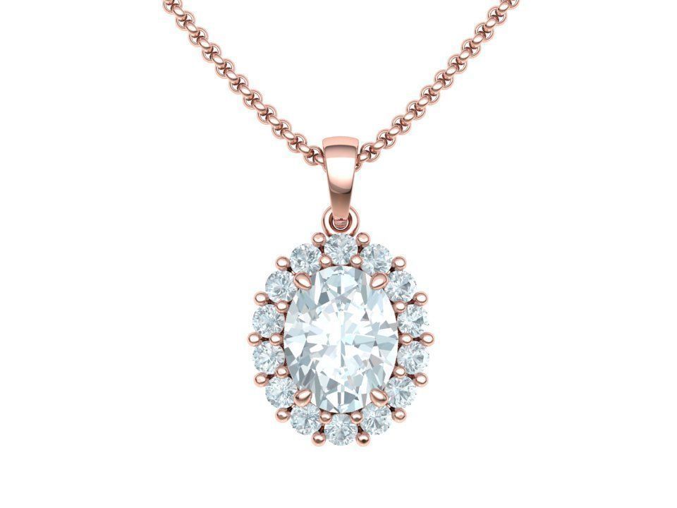 Diana Classic Pendant Oval stone 9mmx7mm 3dmodel 3D print model_3