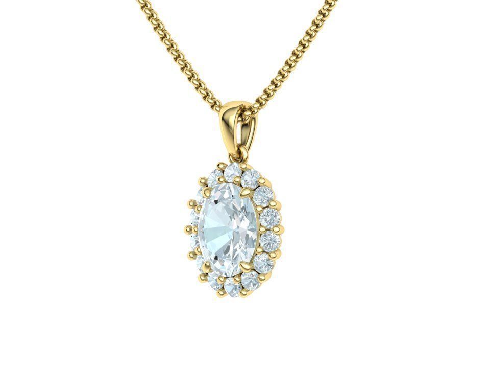 Diana Classic Pendant Oval stone 9mmx7mm 3dmodel 3D print model_20