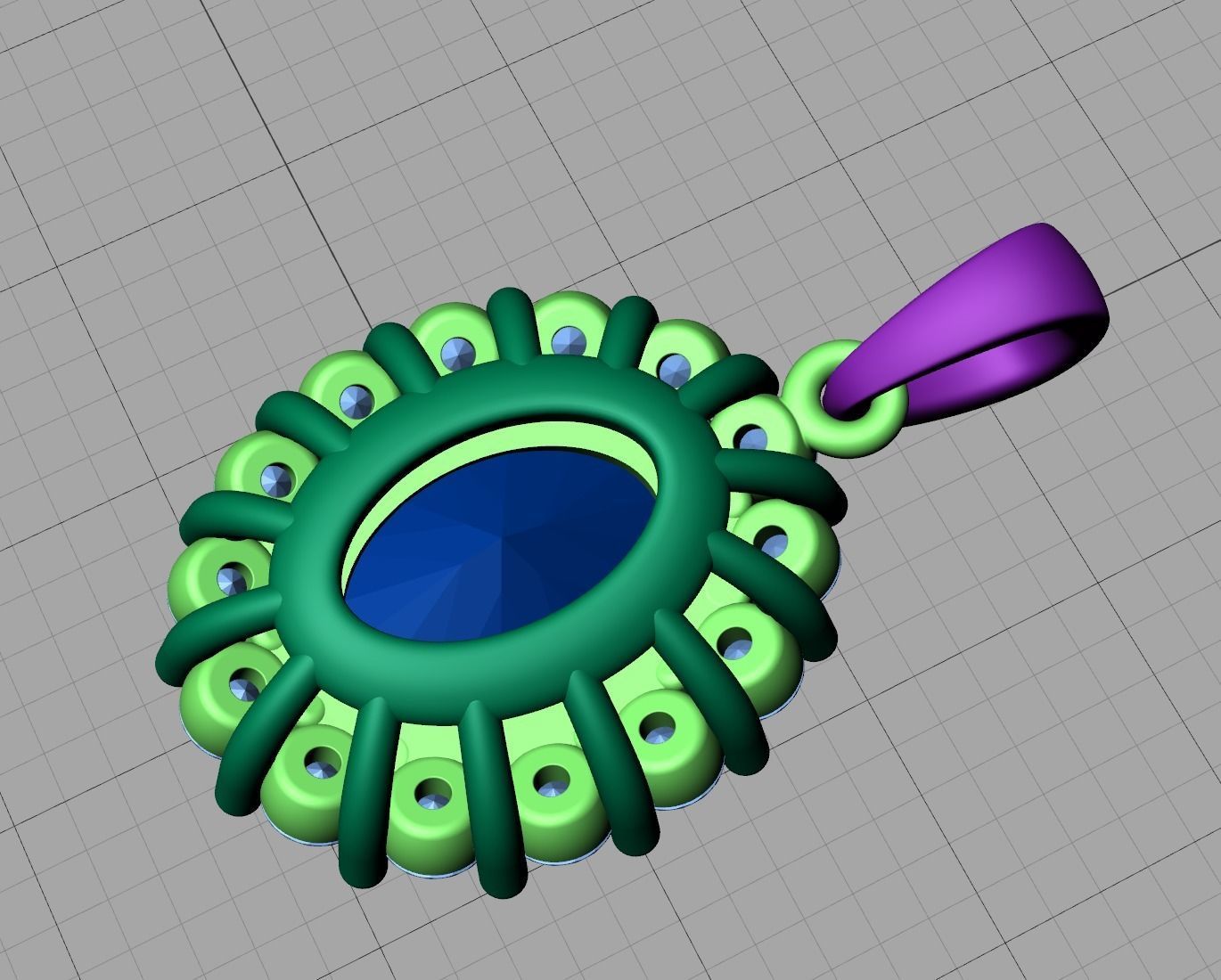 Diana Classic Pendant Oval stone 9mmx7mm 3dmodel 3D print model_11