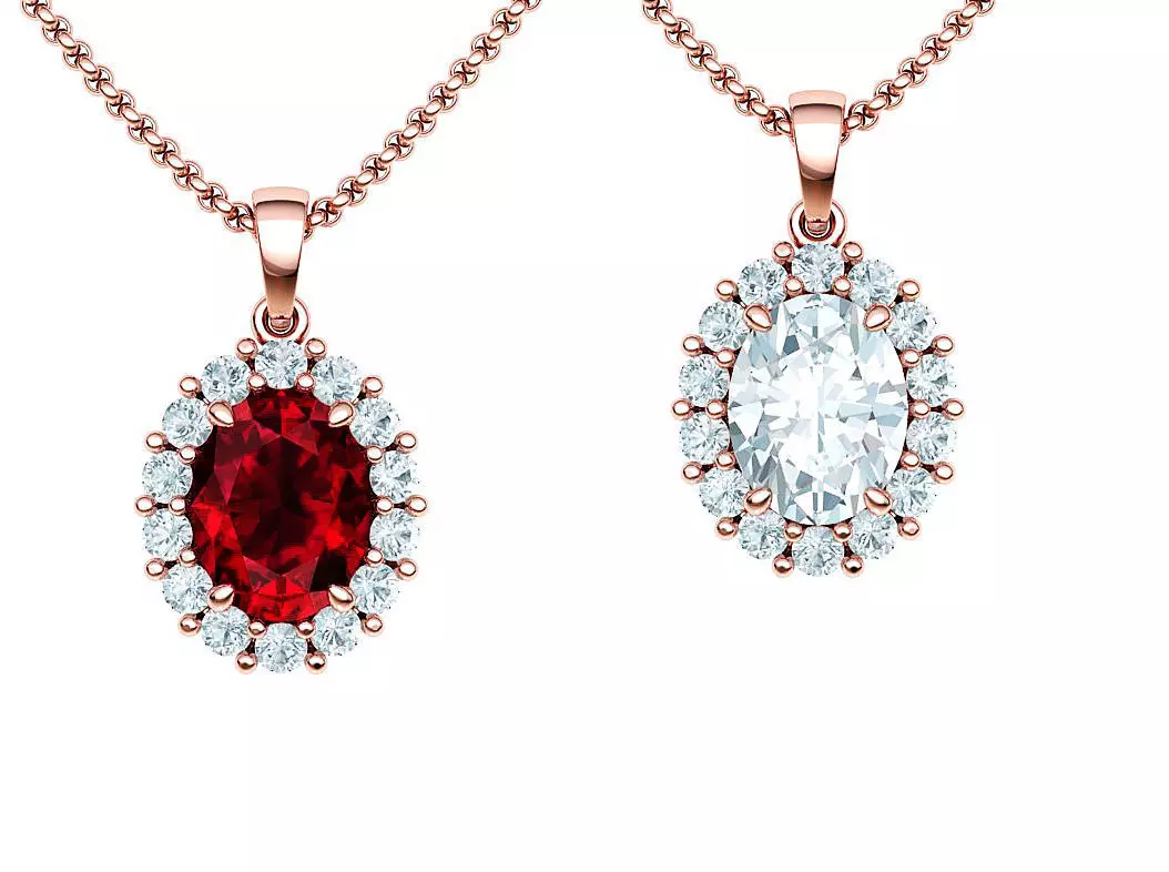 Diana Classic Pendant Oval stone 9mmx7mm 3dmodel 3D print model_0