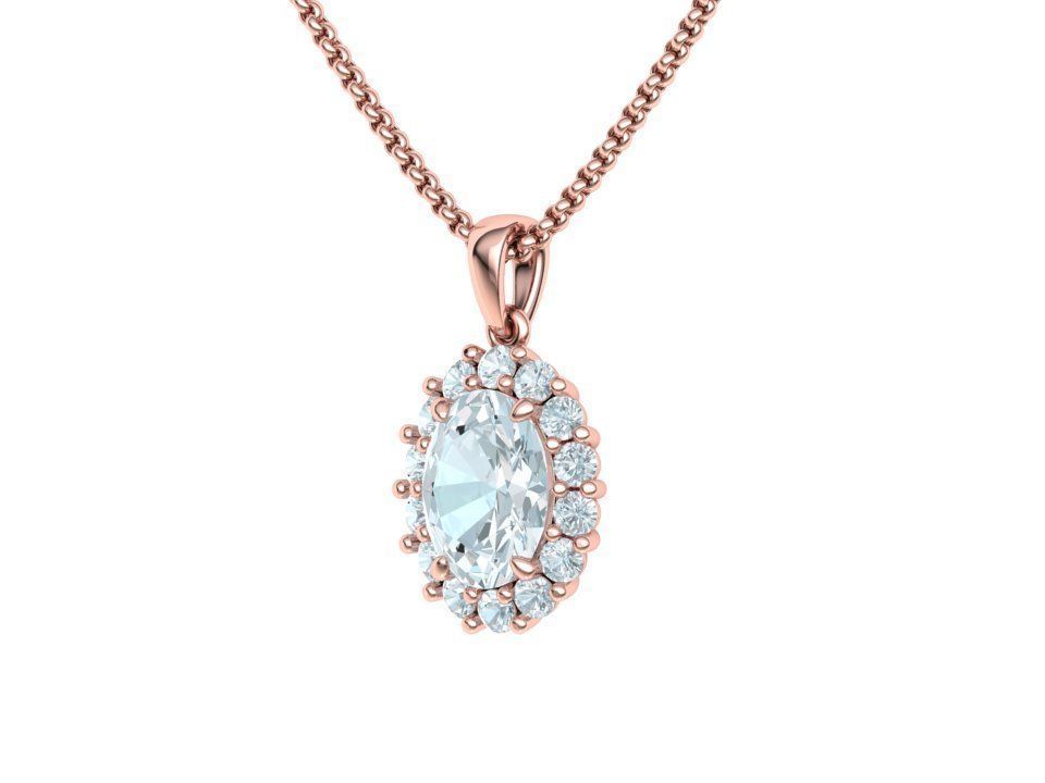 Diana Classic Pendant Oval stone 9mmx7mm 3dmodel 3D print model_16