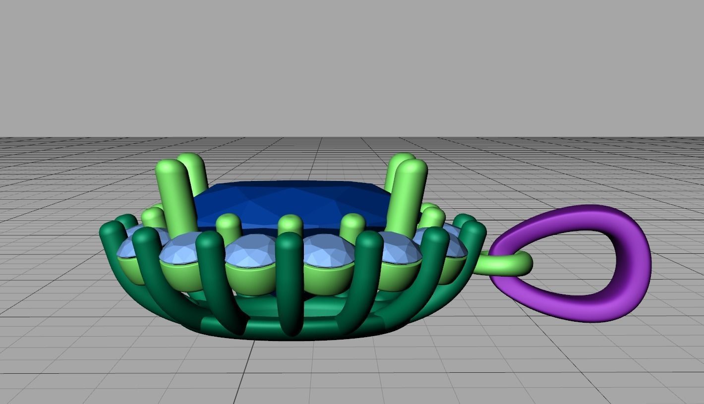 Diana Classic Pendant Oval stone 9mmx7mm 3dmodel 3D print model_10