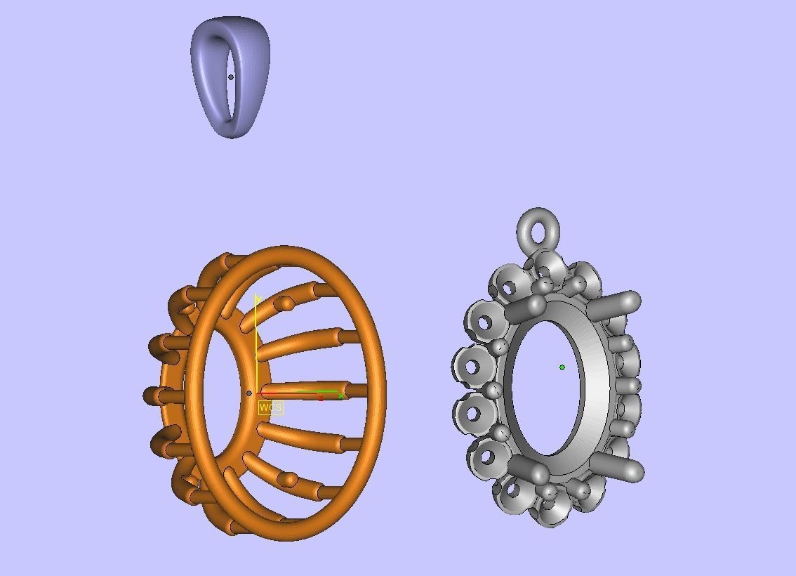 Diana Classic Pendant Oval stone 9mmx7mm 3dmodel 3D print model_14