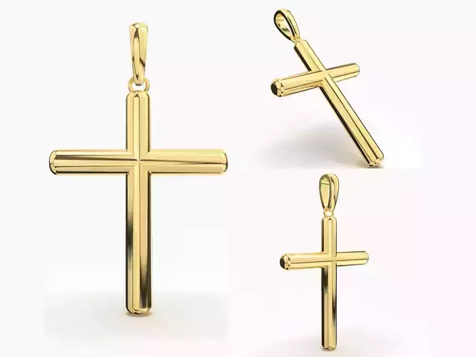 JESUS CROSS GOLD PENDANT 3D print model