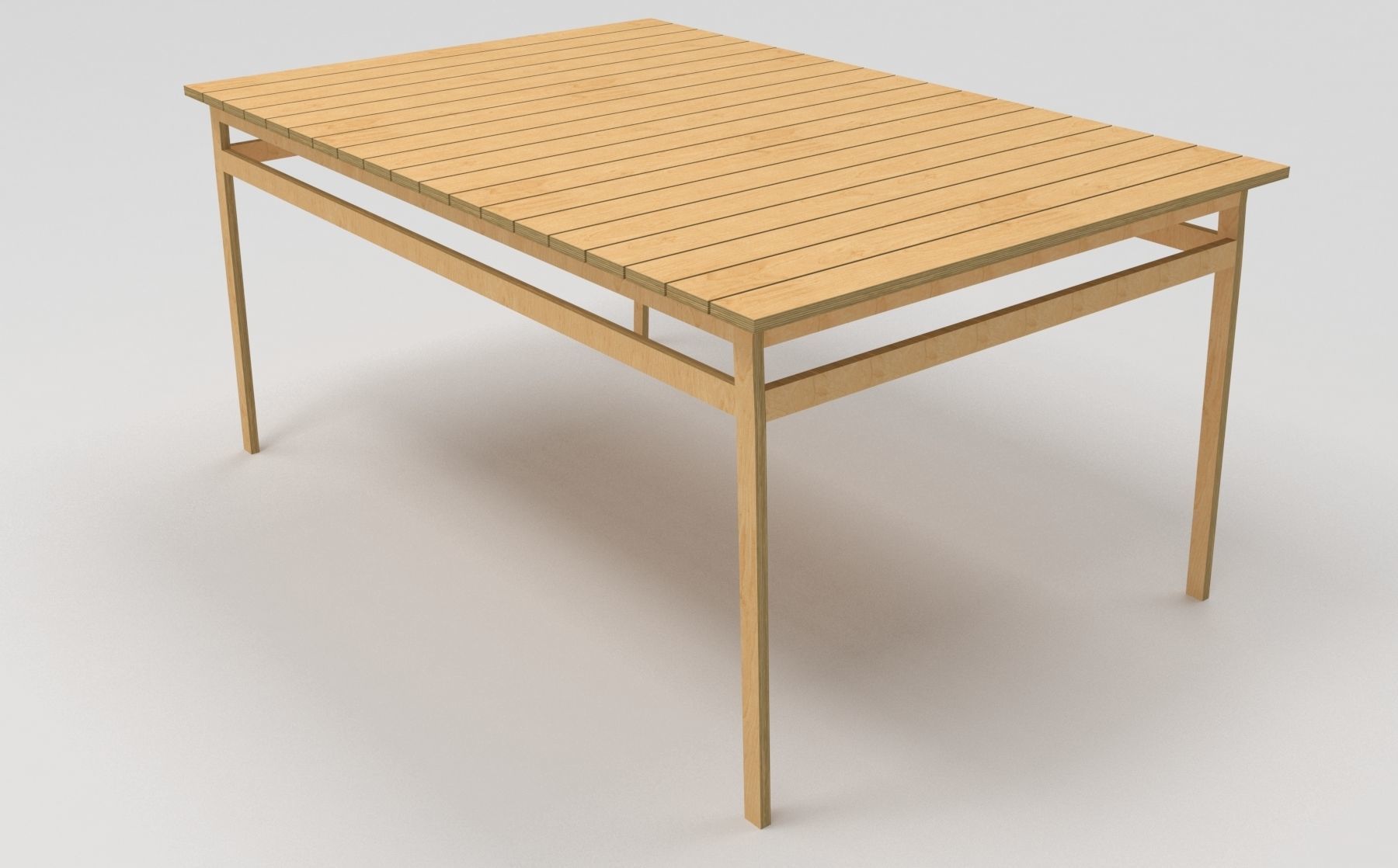 plywood table square low poly Low-poly 3D model_2