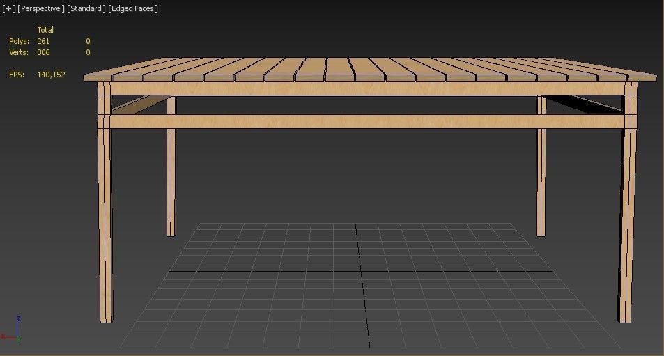 plywood table square low poly Low-poly 3D model_18