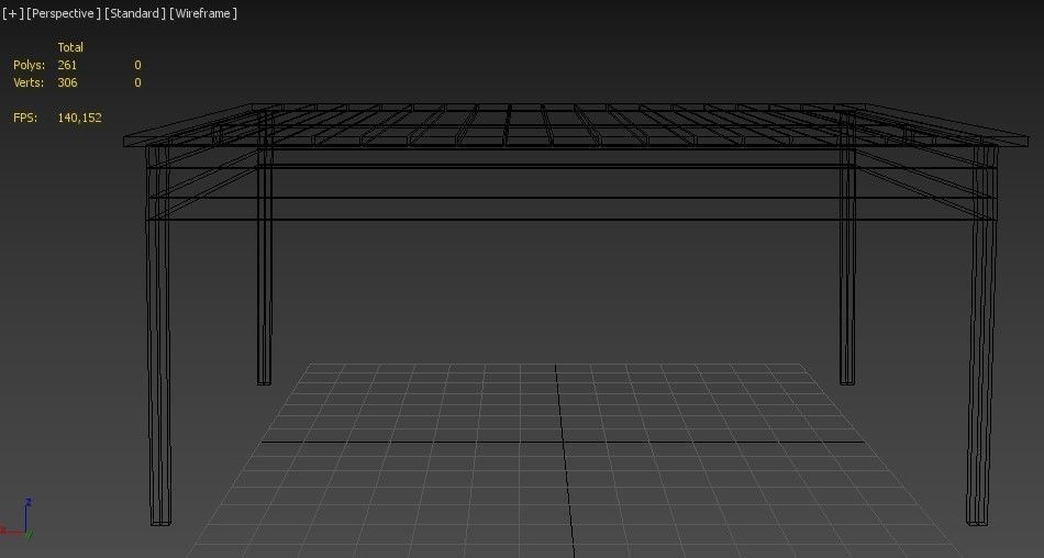plywood table square low poly Low-poly 3D model_16