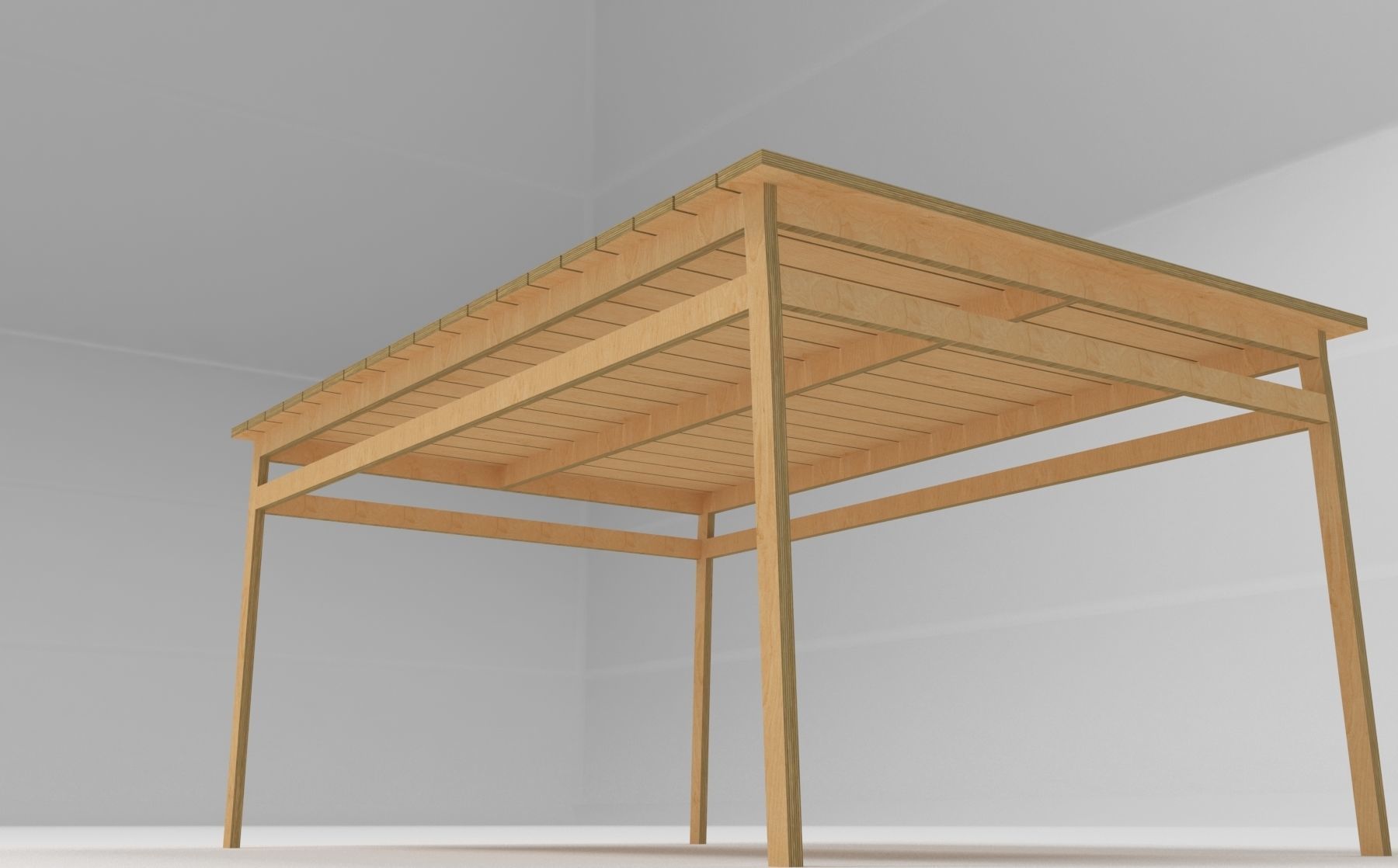 plywood table square low poly Low-poly 3D model_12