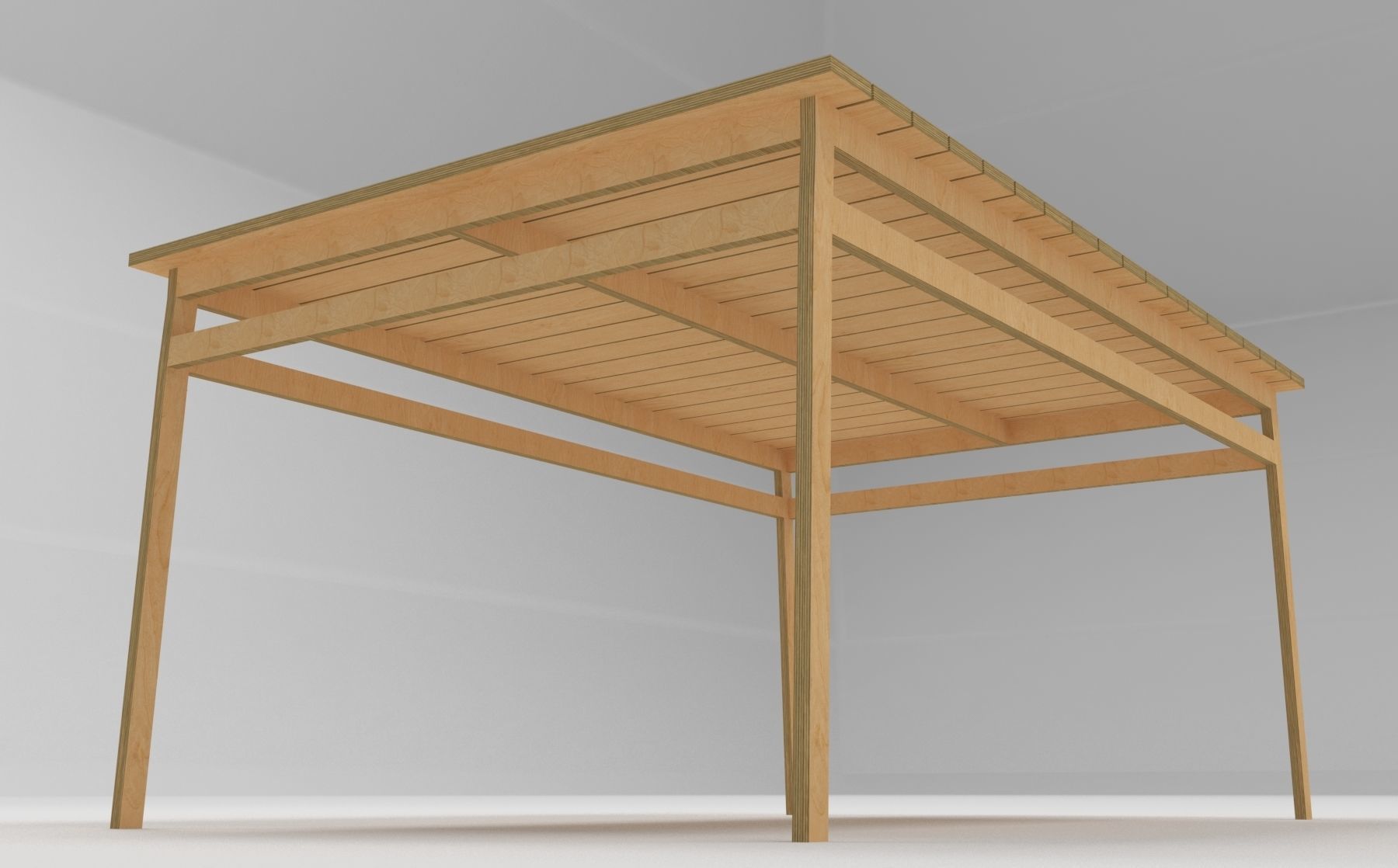 plywood table square low poly Low-poly 3D model_10