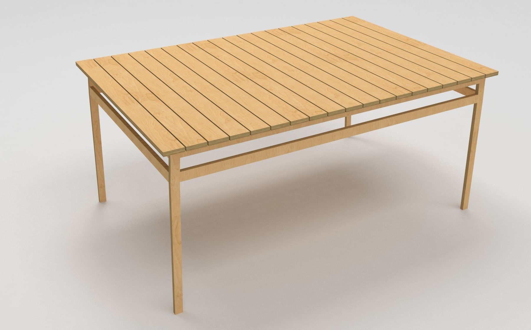 plywood table square low poly Low-poly 3D model_7