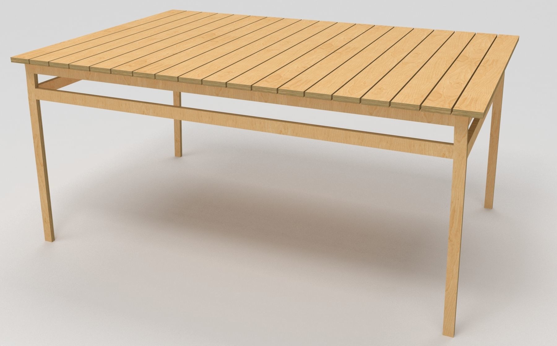 plywood table square low poly Low-poly 3D model_1